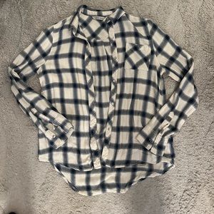 Women’s Calvin Klein Jeans Flannel, White and Navy Blue Pattern, Size Small
